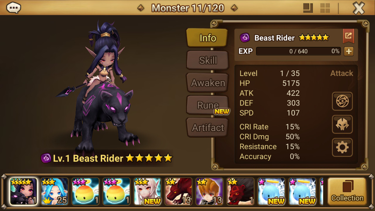 ⭐️Summoners War Global STARTER 1LD5⭐️ DARK BEAST RIDER