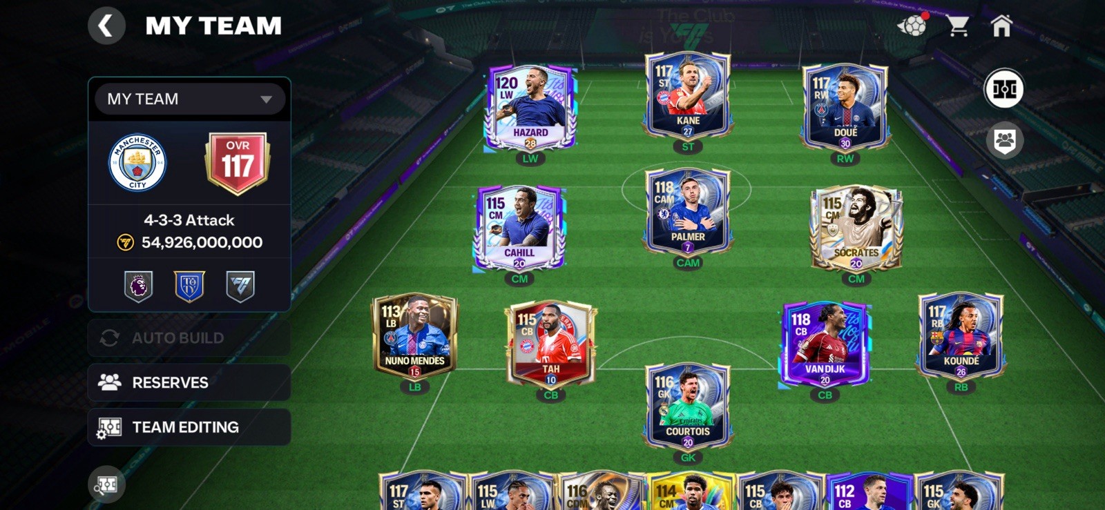 EA FC Mobile Player Profile OVR 117 4-3-3 Attack Pro III Android FIFA