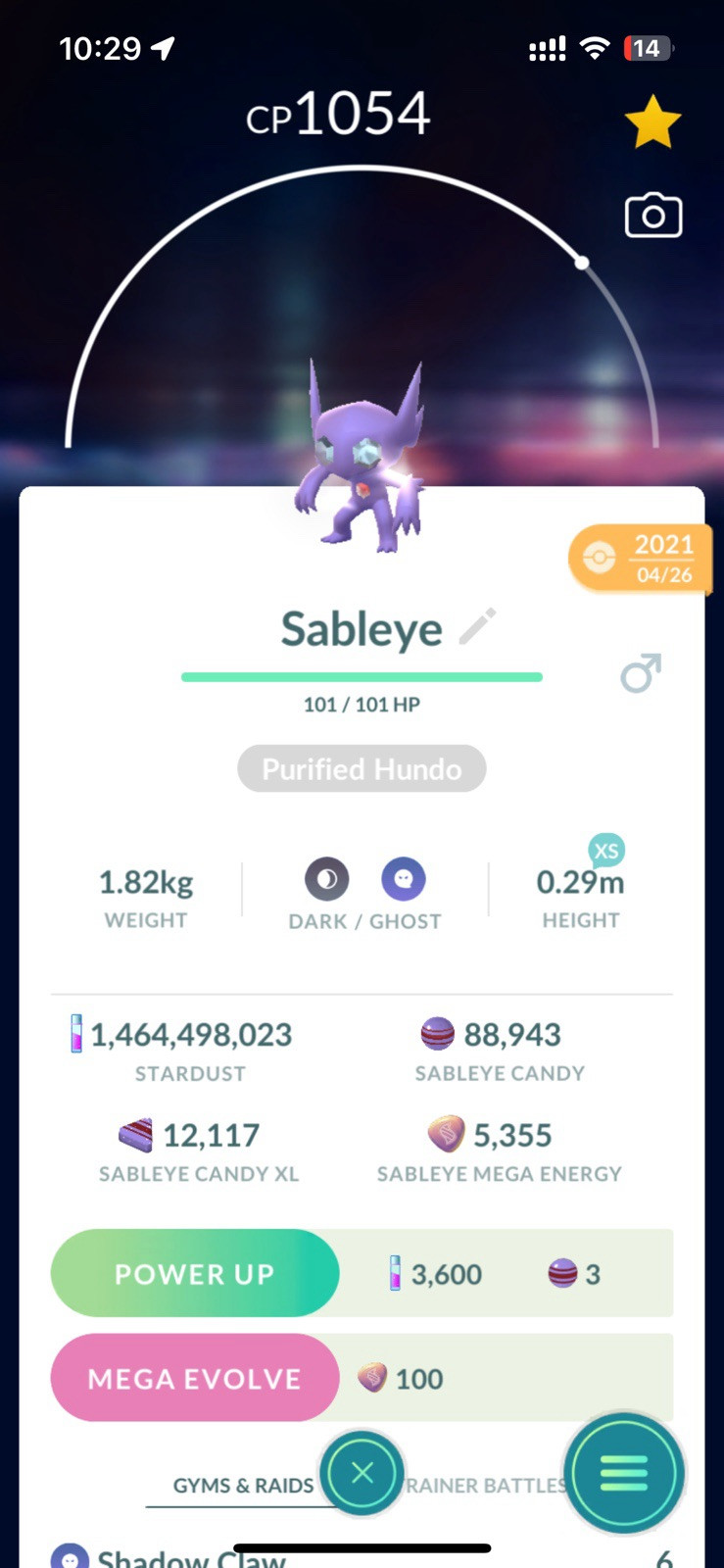 Purified Sableye with Return – Pokemon Go ✅