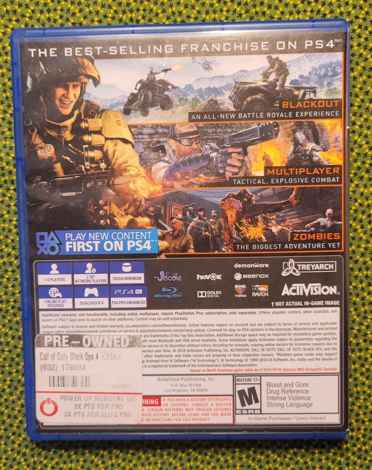 Call of Duty: Black Ops 4 (PS4, Activision, Internet Required)