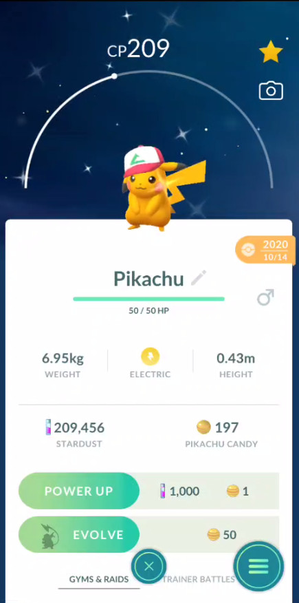 Shiny Pikachu Ash Hat -Male – Guaranteed Lucky – Pokemon Trade Go