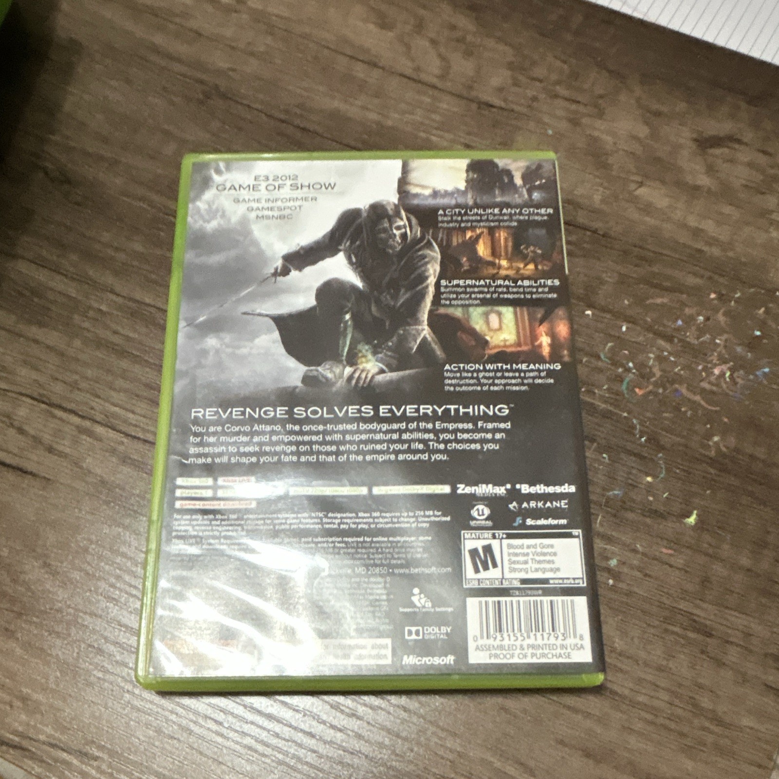 Bethesda Dishonored (M) Action & Adventure Manual NTSC-U/C Xbox 360