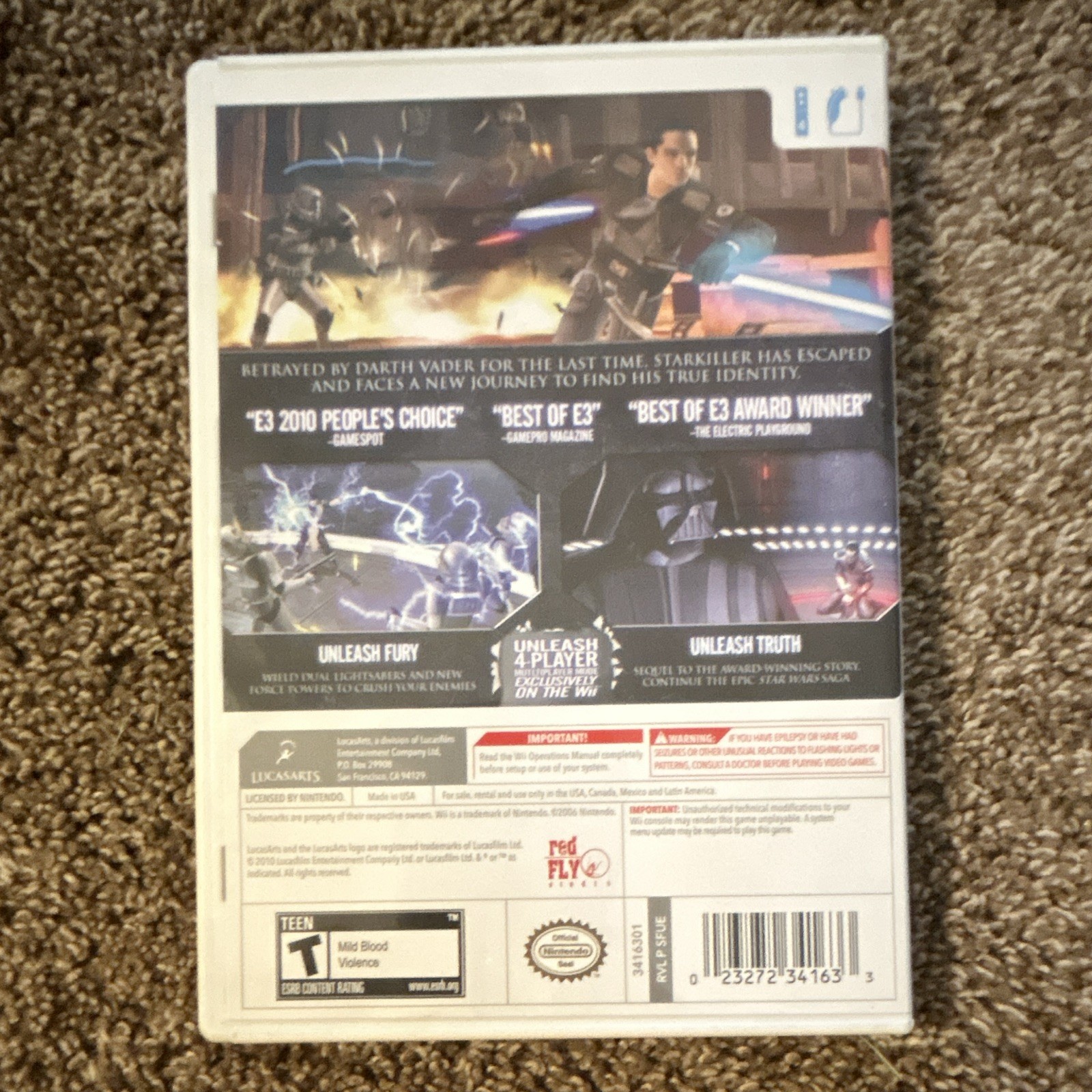 LucasArts Star Wars: The Force Unleashed II Wii Manual Included T NTSC-U/C 2010