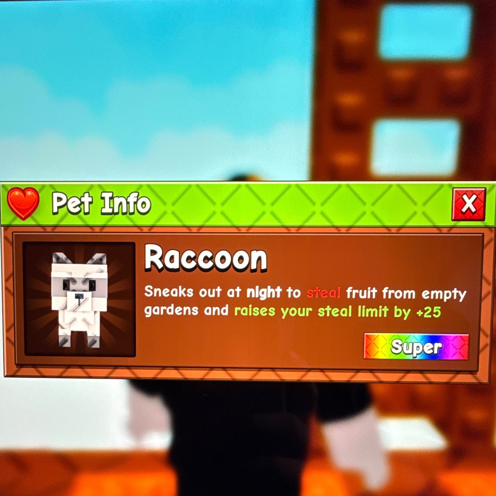 Grow A Garden 2 Raccoon