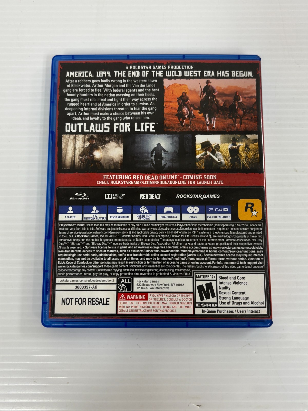 RED DEAD REDEMPTION 2 PLAYSTATION 4 PS4 VIDEO GAME W/ MAP TESTED
