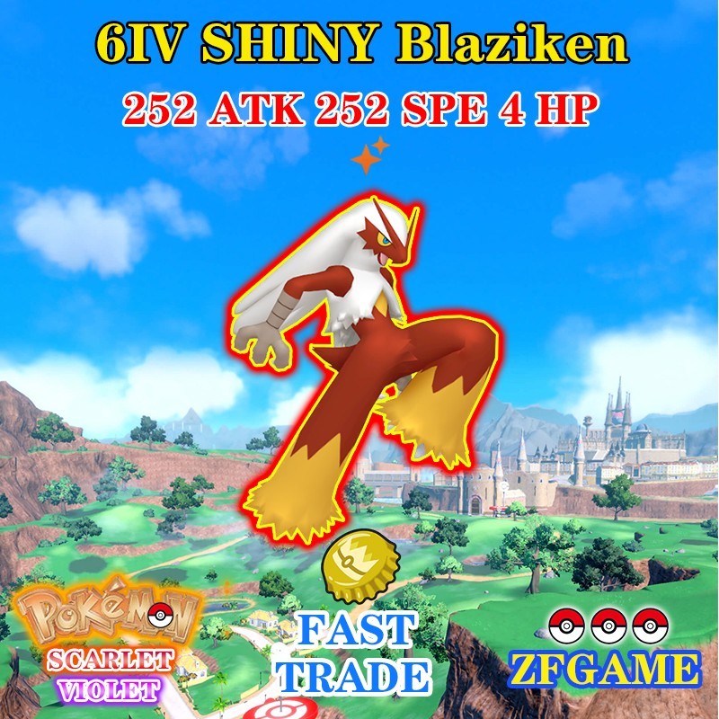 ✨POKEMON 6IV SHINY Blaziken + EVS 🚀 SCARLET and VIOLET ✨Online delivery⚡ ENG
