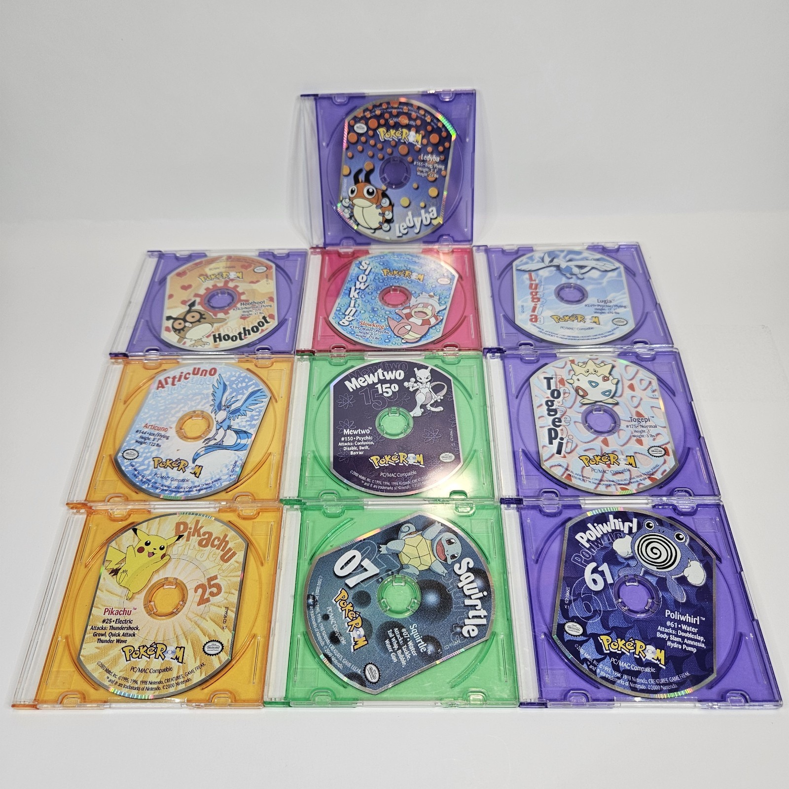Pokemon Pokerom Lot Of 10 PC/Mac CD-ROM NINTENDO Mattel 2000