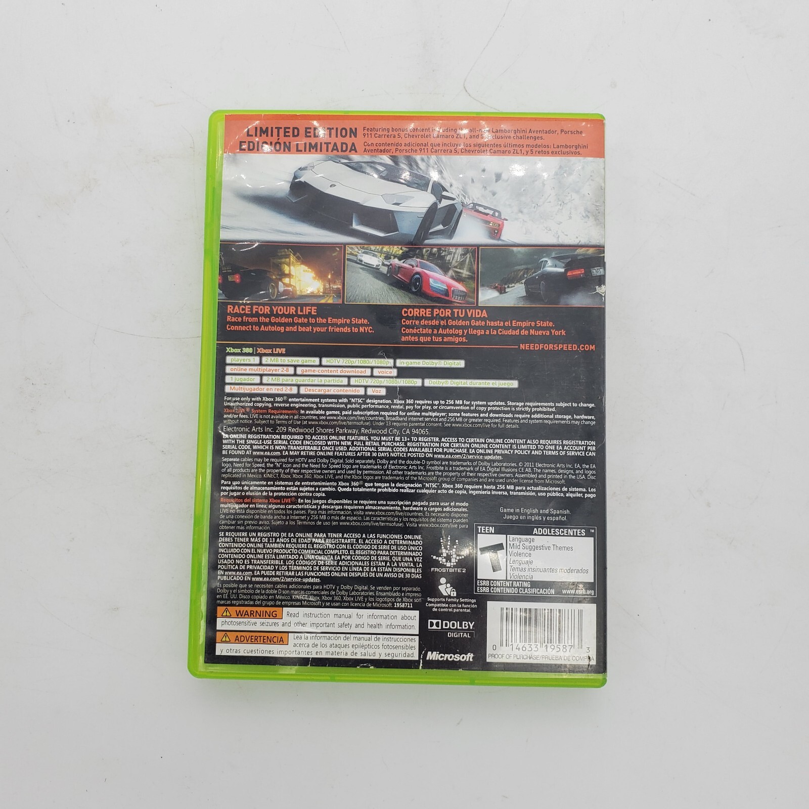 Need for Speed: The Run (Microsoft Xbox 360, 2011) Free Fast Shipping