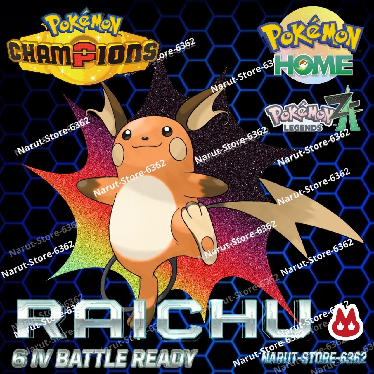 RAICHU🔥6IV SHINY POKÉMON HOME🔥Pokemon CHAMPIONS FROM LEGENDS ZA