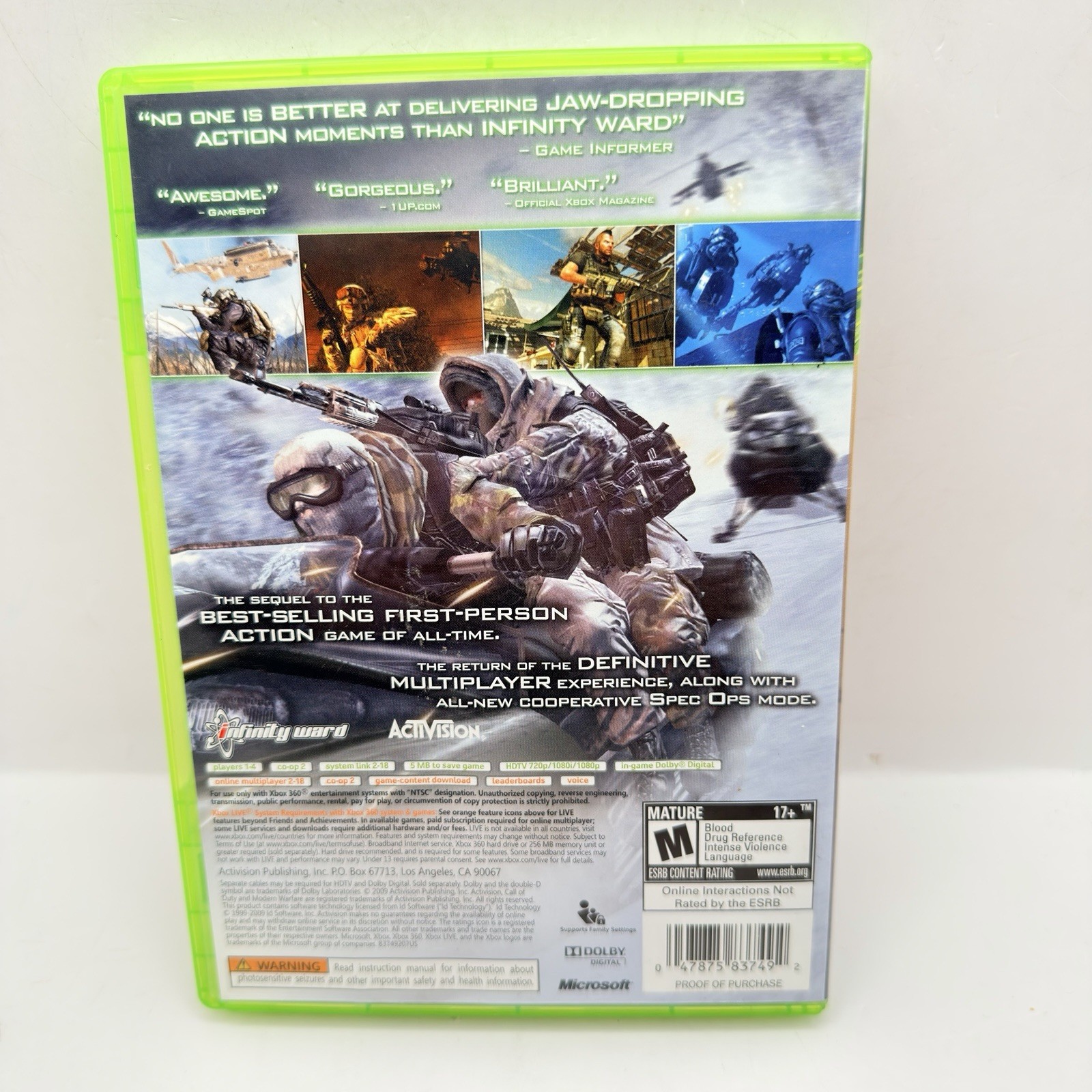 Xbox 360 Gears Of War 2 Battlefield BC2 Mass Effect 2 COD MW2 Lot Of 4 Games