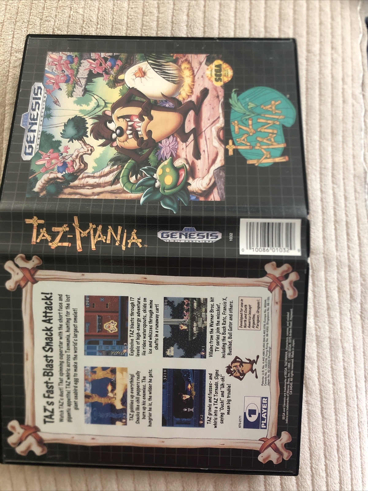 Taz-Mania Sega Genesis CIB Complete Tasmanian Devil Vintage 1990s Looney Tunes