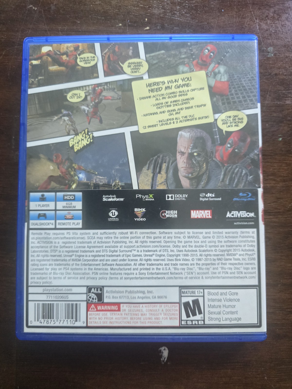 Activision Deadpool PS4 M 2015 NTSC-U/C Action & Adventure w/ Case