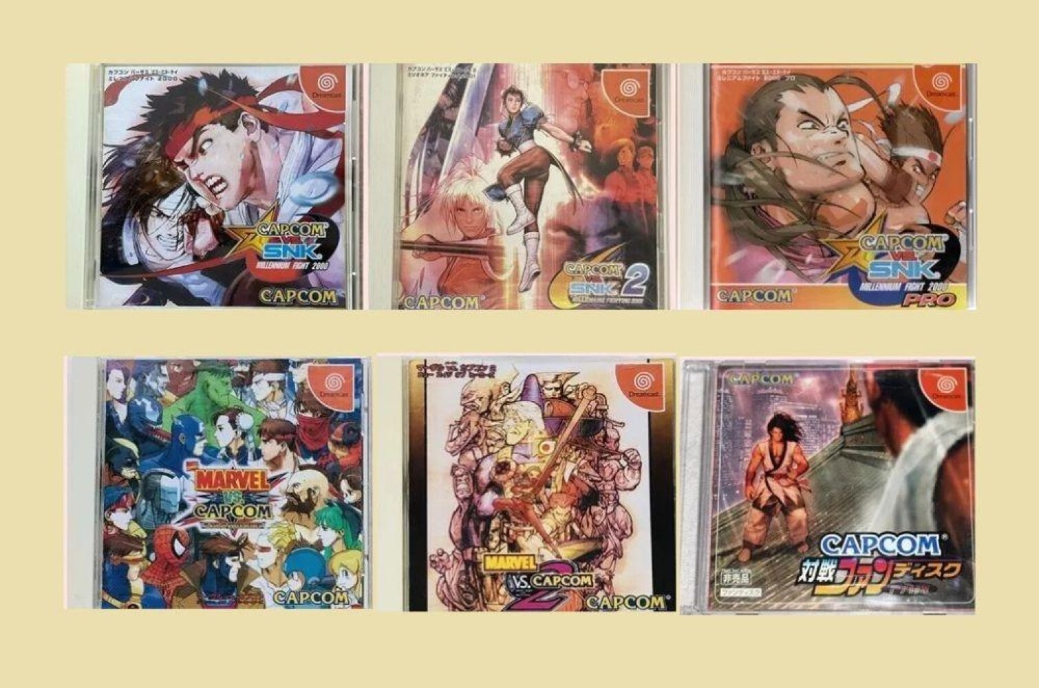Lot 6 Capcom vs SNK Marvel Sega Dreamcast 1 2 Pro 2000 Fan Disc DC Japan