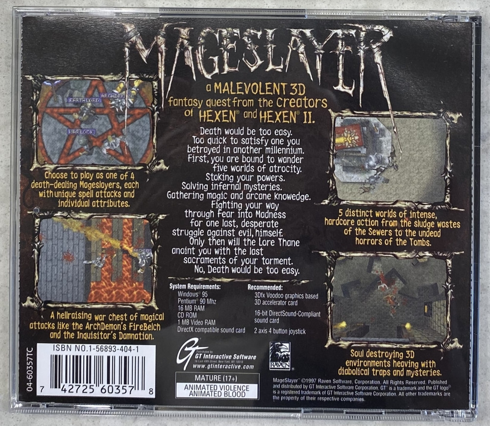 Mageslayer PC Big Box CD-ROM Game 1997 Raven Software GT Interactive VERY GOOD!