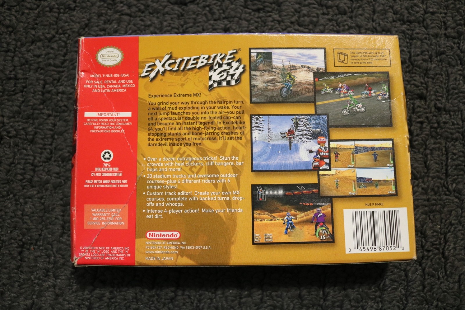 Excitebike 64 Nintendo 64 2000 Cartridge and Box No Manual