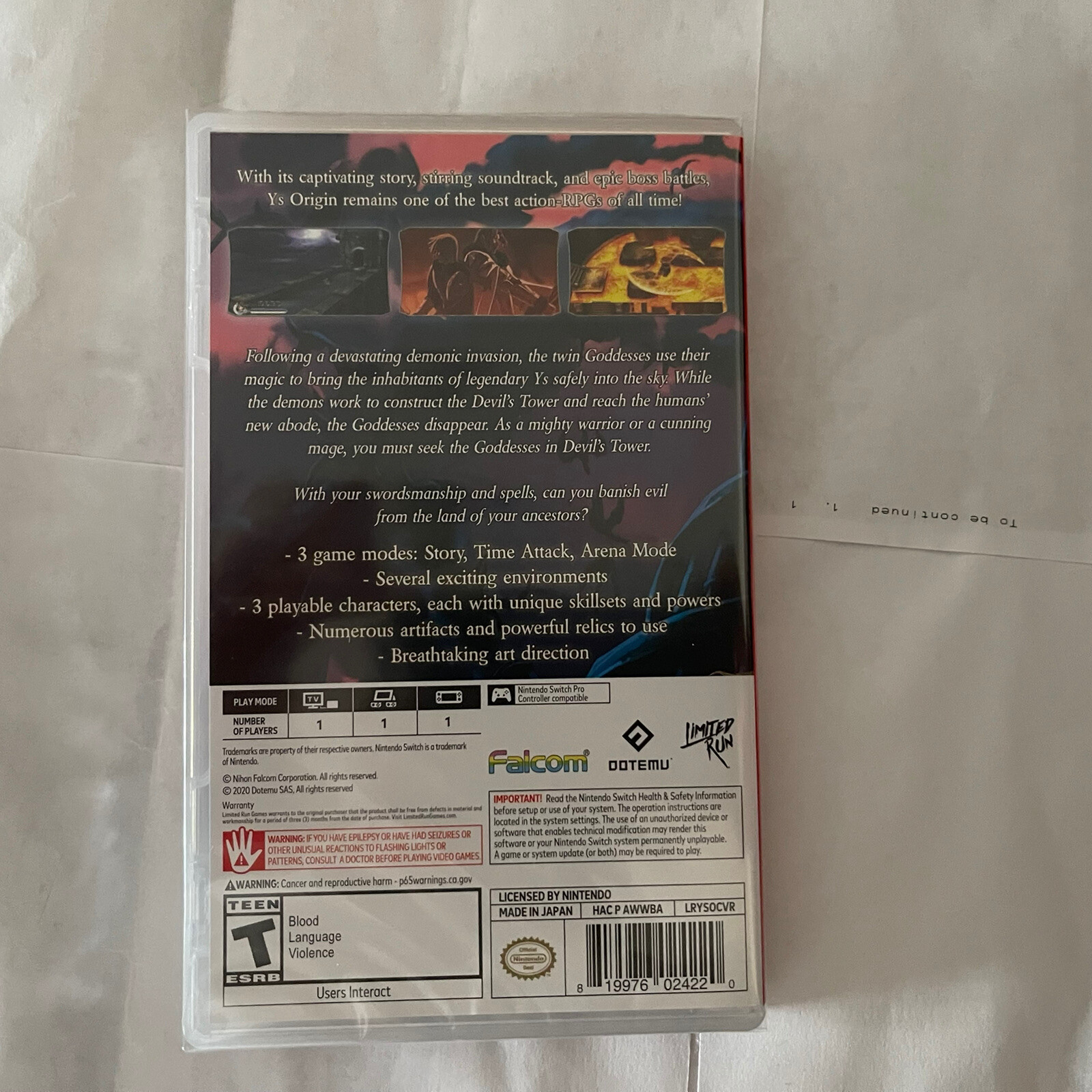 Ys Origin (Switch, 2020)-NEW
