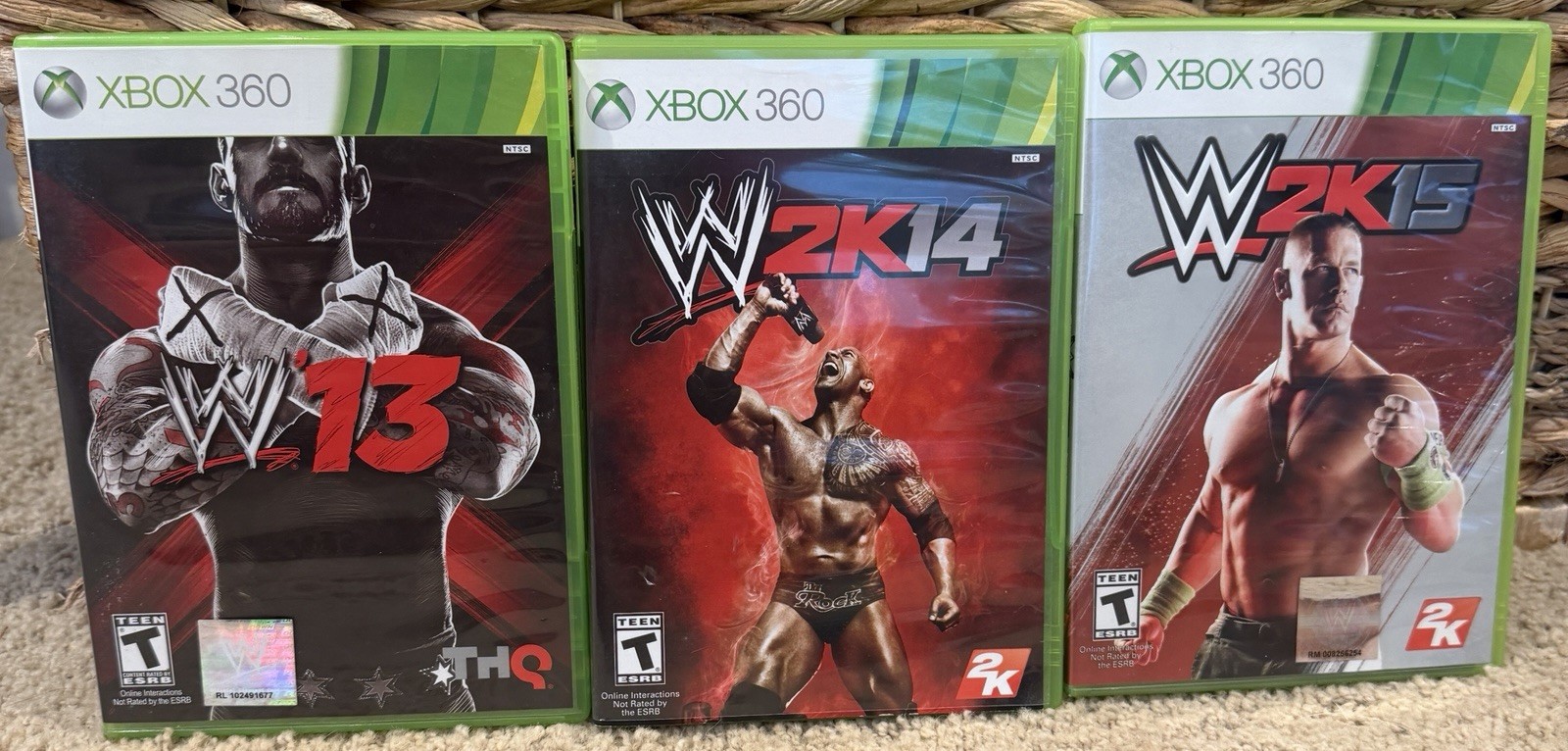 Xbox 360 WWE W2K Series Wrestling Collection Set Of 3: W2K13, W2K14 & W2K15