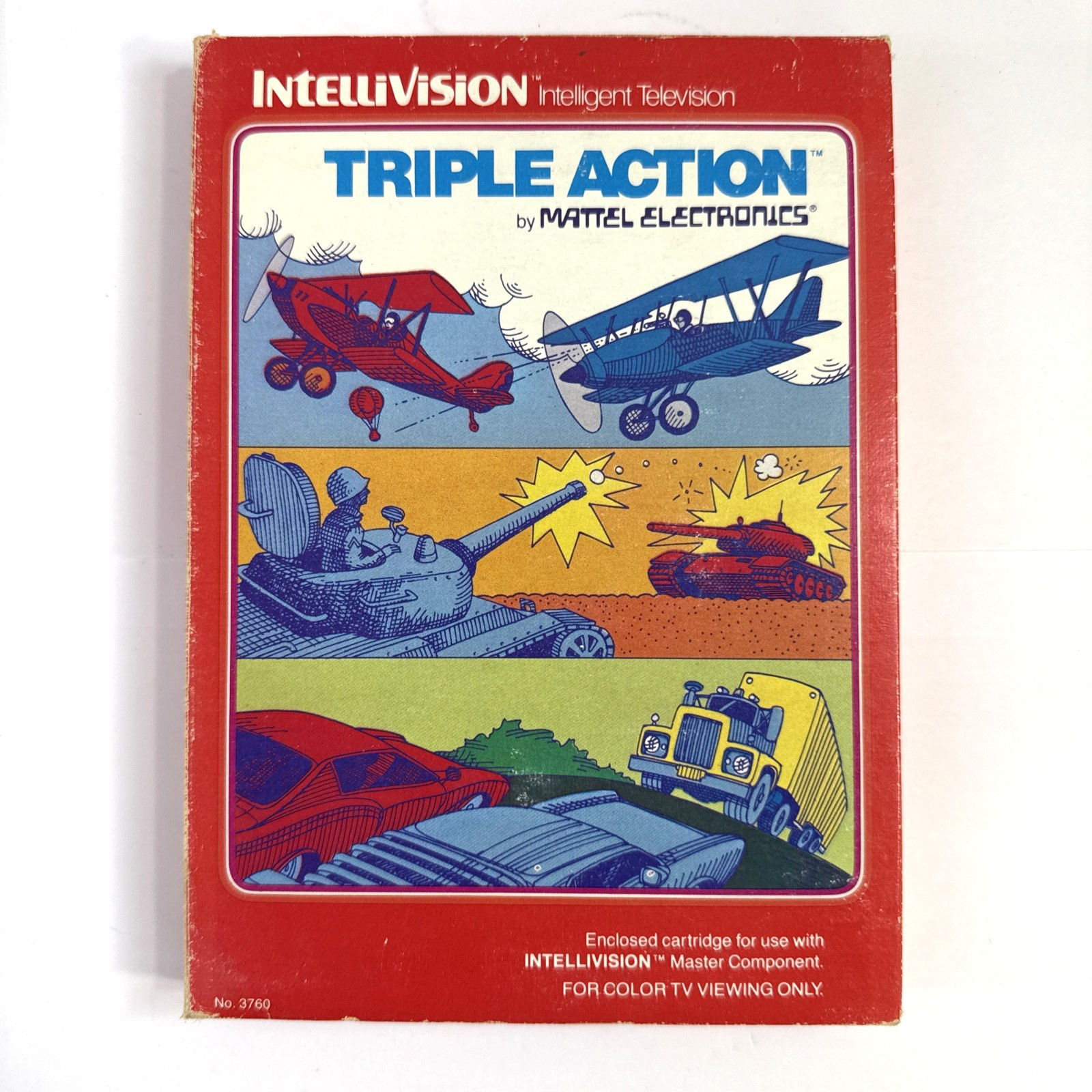 Triple Action (Intellivision, 1981) Game, Case, Manual, Overlays – Tested