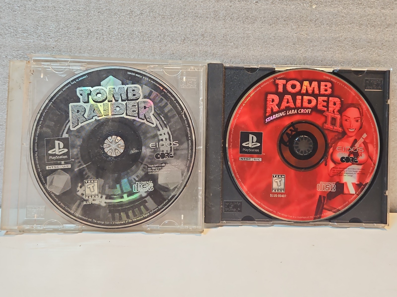 Tomb Raider (Sony PlayStation 1, 1996) And Tomb Raider II DISCS ONLY