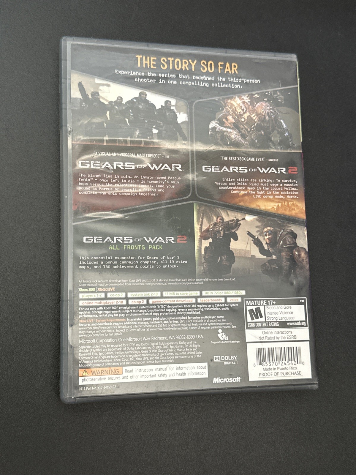 Gears of War Triple Pack (Xbox 360, 2011) 2 Disc Tested Authentic CIB English