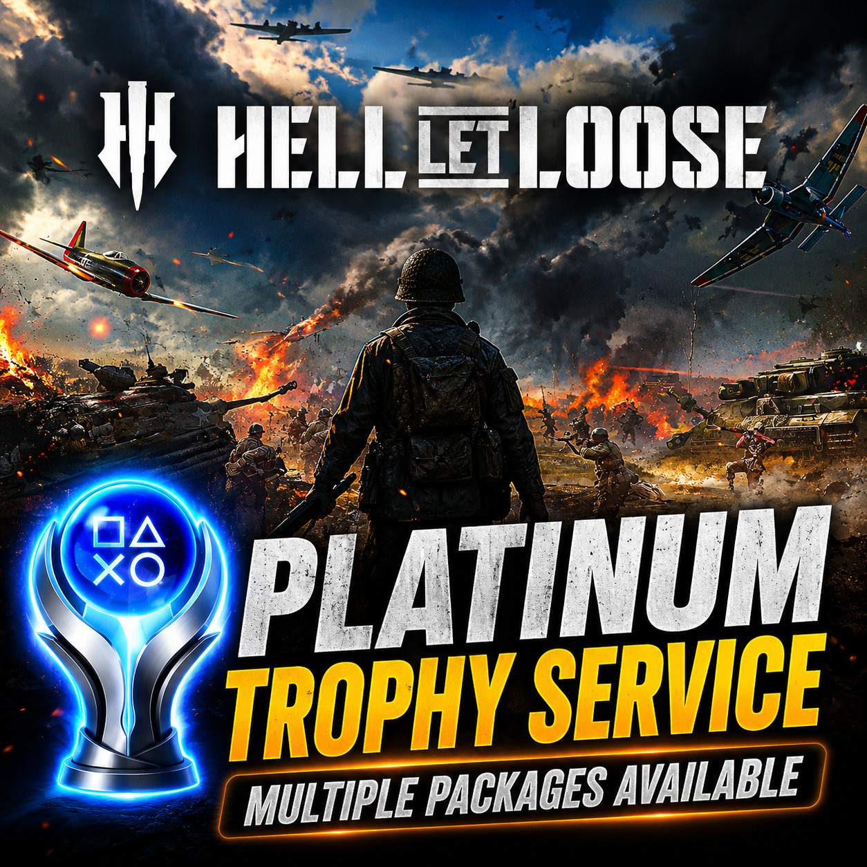 Hell Let Loose PS5 Platinum + DLC Trophy Service | Any Trophy & Custom Orders