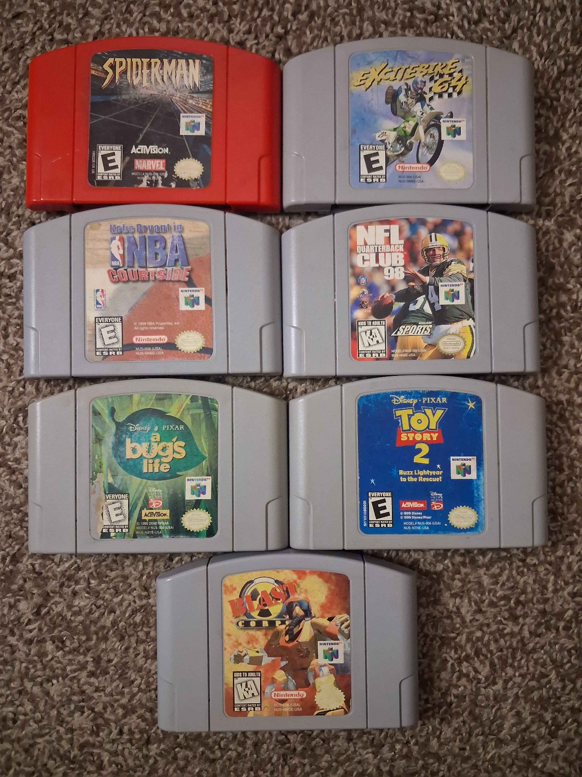 Nintendo 64 Game Lot 7 Games (Spider-Man, Blast Corps, Toy Story 2, etc.)