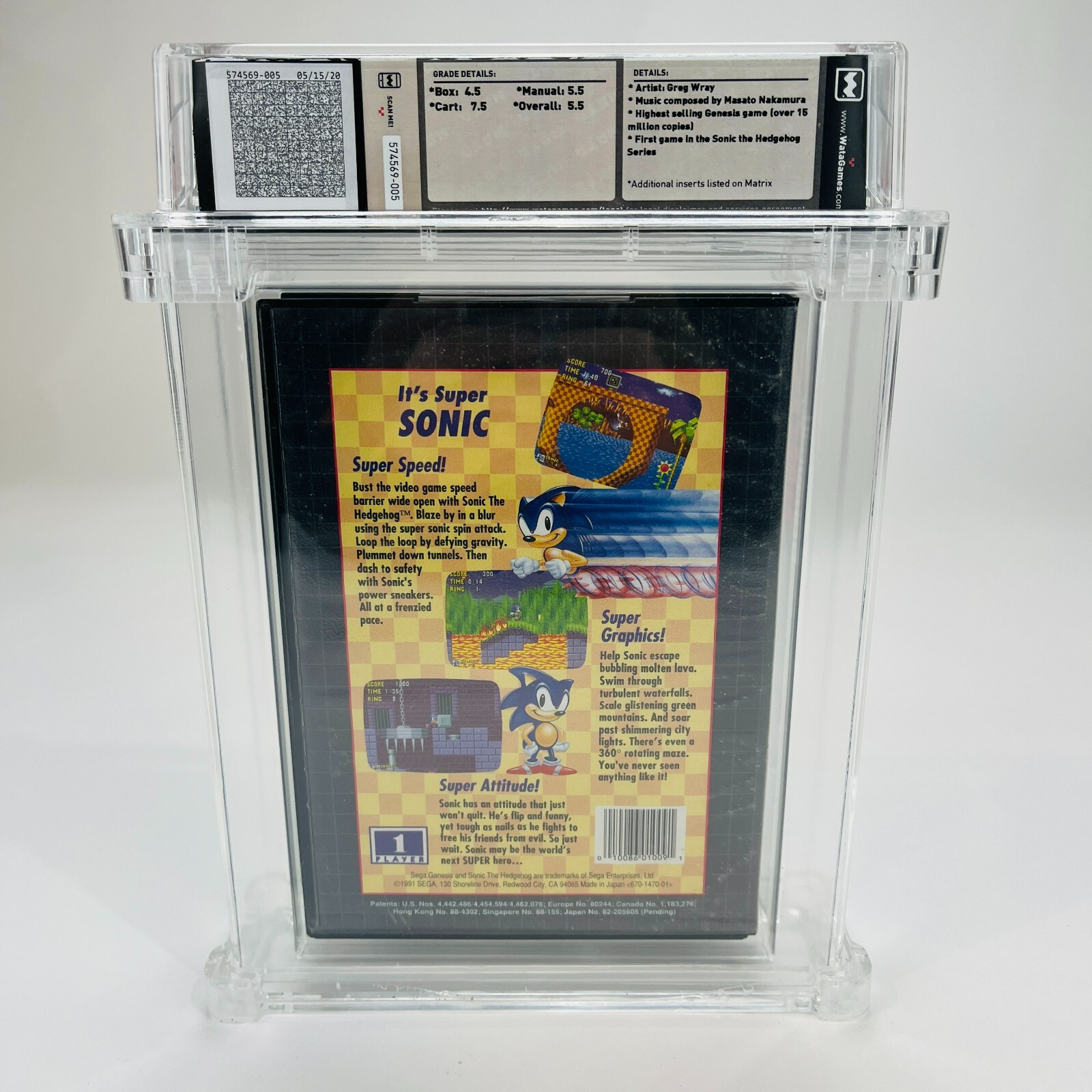 Sonic the Hedgehog – Sega Genesis Complete in Box Early Print VGA WATA 5.5 CIB