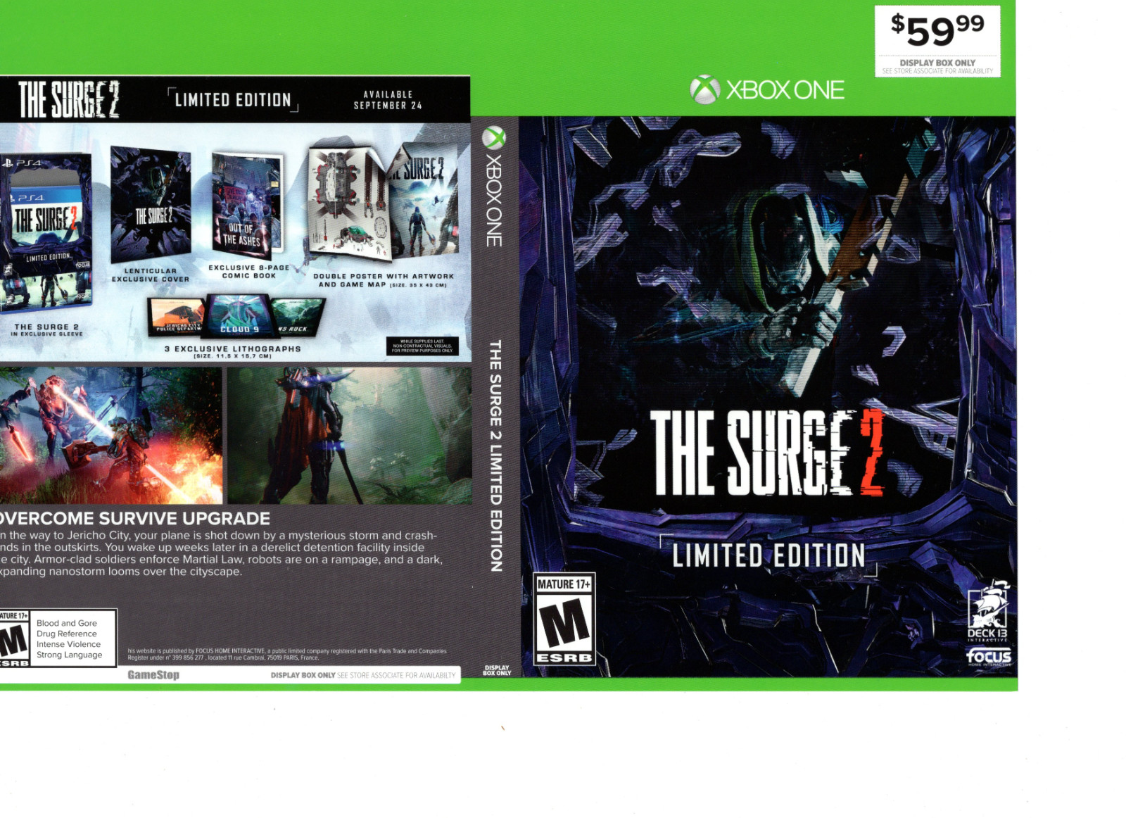 The Surge 2 Limited Edition XBOX One Cover Art Display Only
