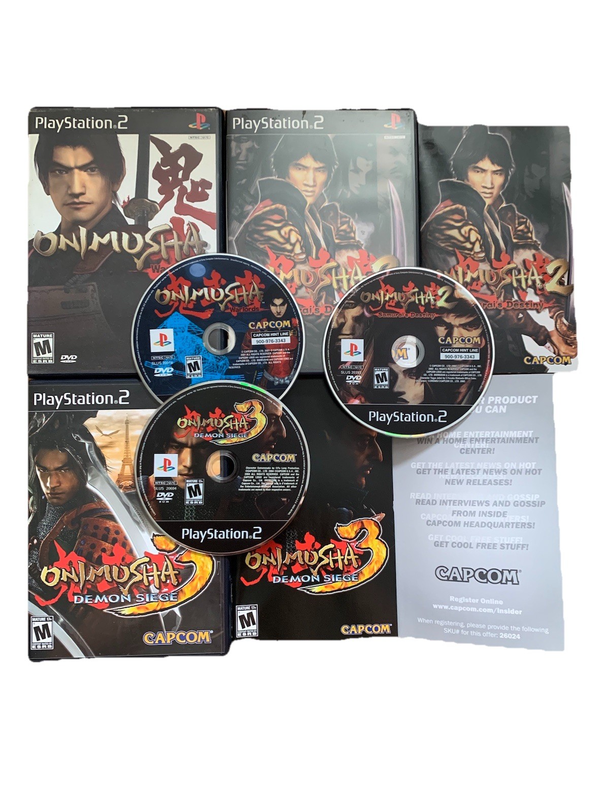 Onimusha 1 Warlords 2 Samurai’s Destiny 3 Demon Siege PS2 PlayStation Trilogy