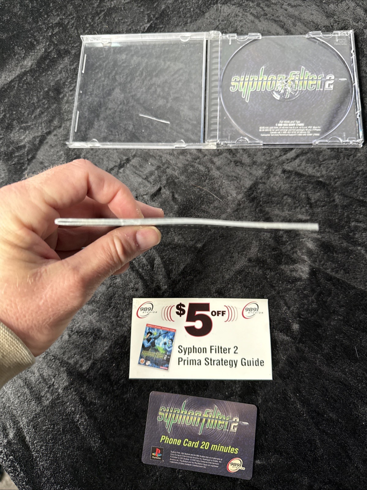 Syphon Filter 1 & 2 PS1 Bundle + Survival Kit Inserts Manual Phone Card