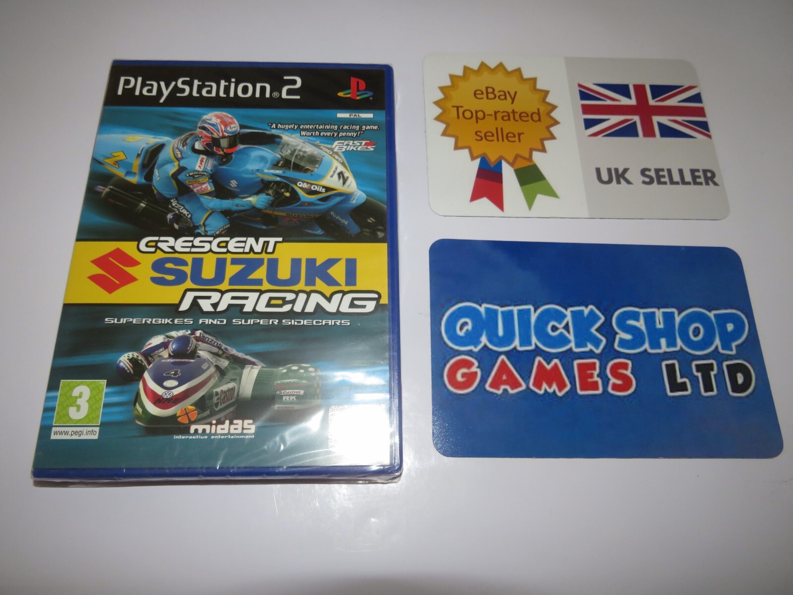 PS2 Crescent Suzuki Racing UK Pal, New & Sony Factory Sealed