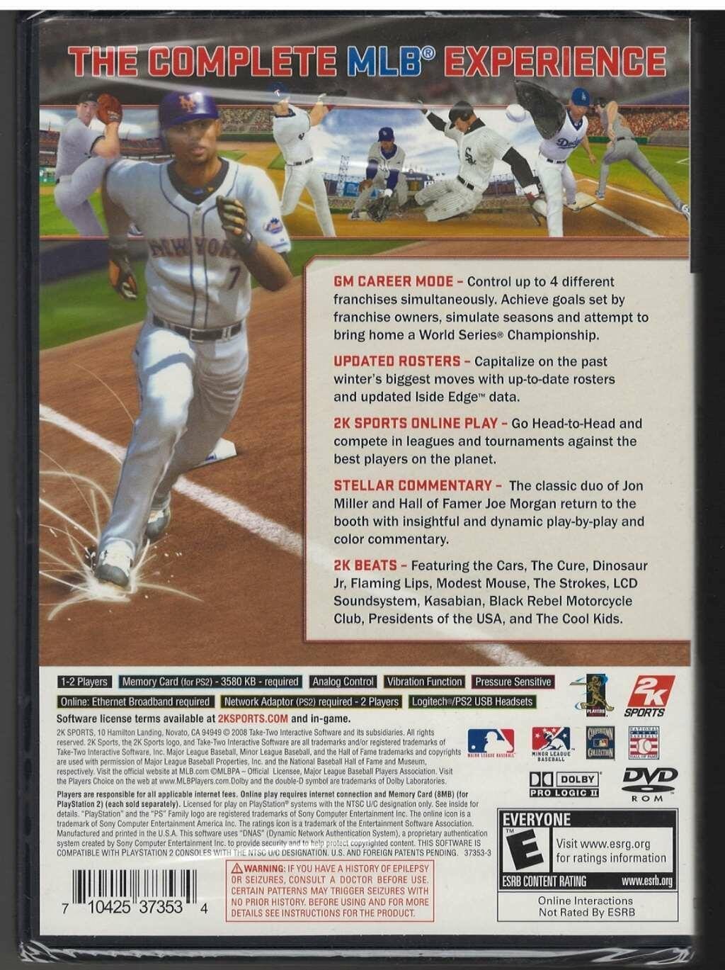 Major League Baseball 2K8 PS2 (Brand New Factory Sealed US Version) Playstation