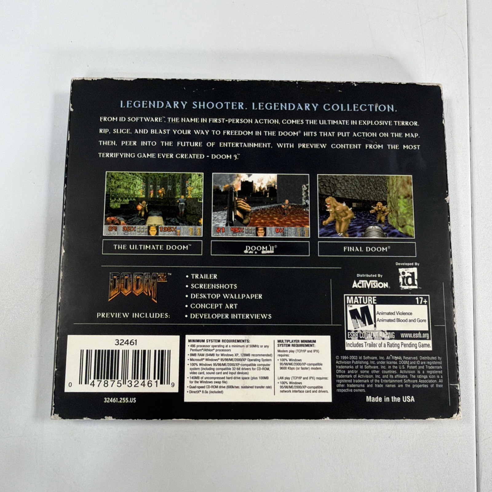 The Ultimate Doom Trilogy – Collector’s Edition (PC, 2003), VG – 2 Discs