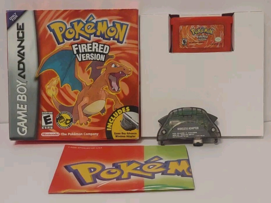 Pokemon FireRed Version GameBoy Advance AUTHENTIC Adapter No Manual 2004 Tested