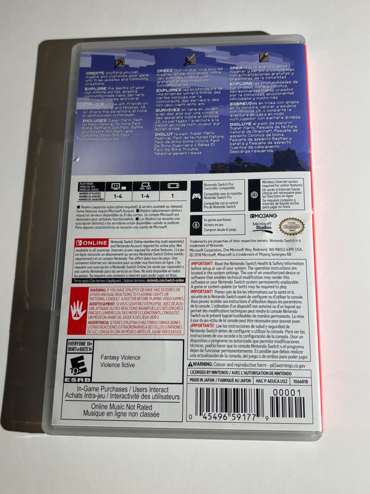 Mojang Minecraft for Nintendo Switch Cartridge w/ Case