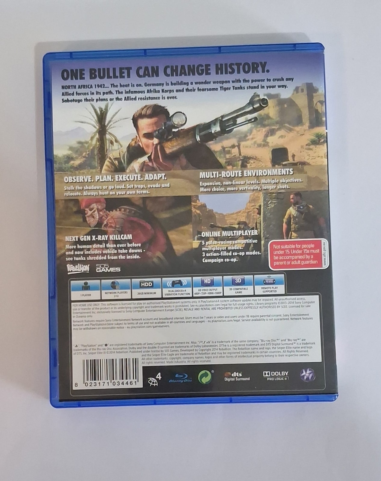 Sniper Elite III PS4 Tested Working Complete Australian Release MA15+