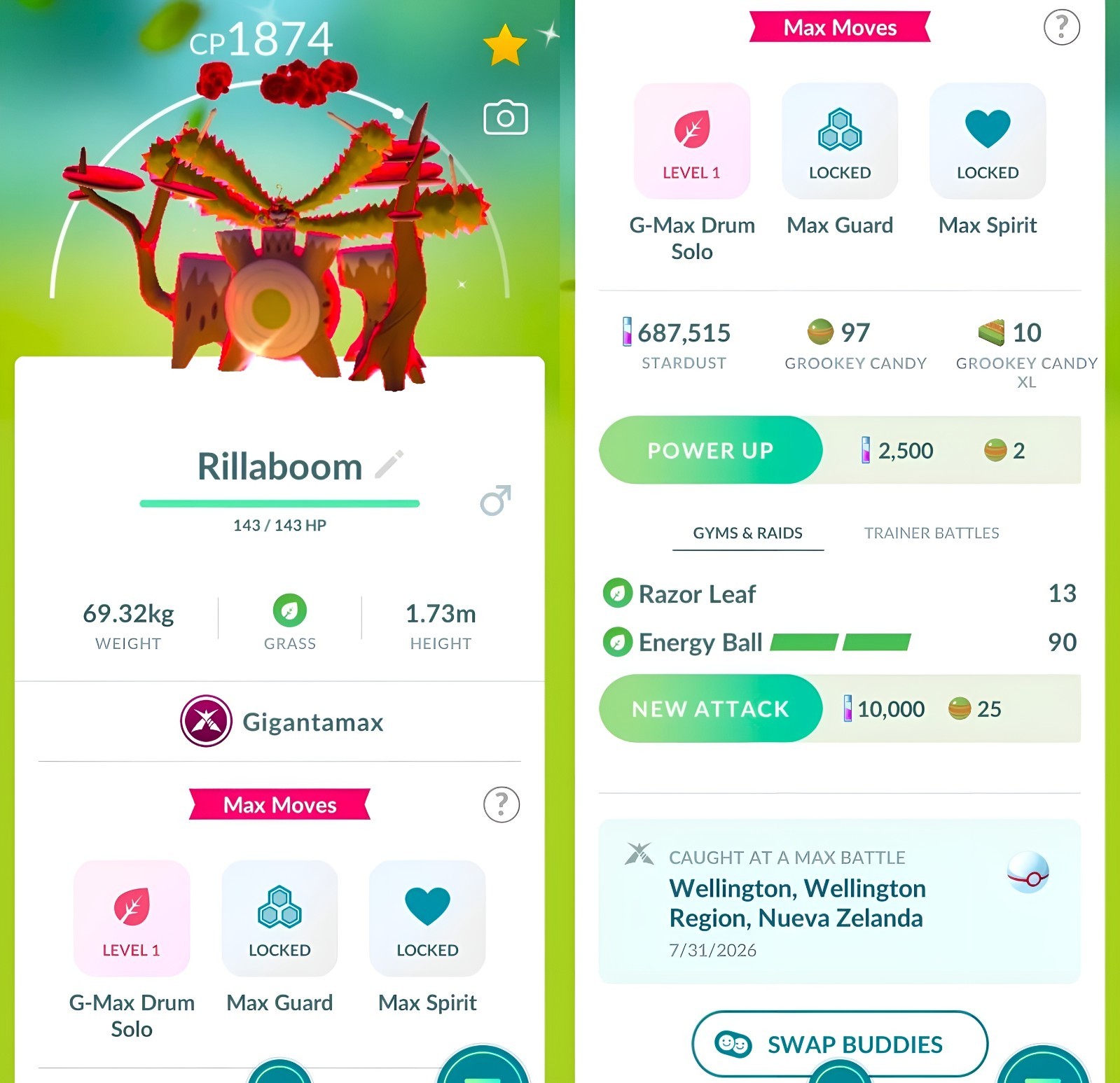 Shiny Rillaboom Gigantamax | Registered several options | Tr-de Go✨