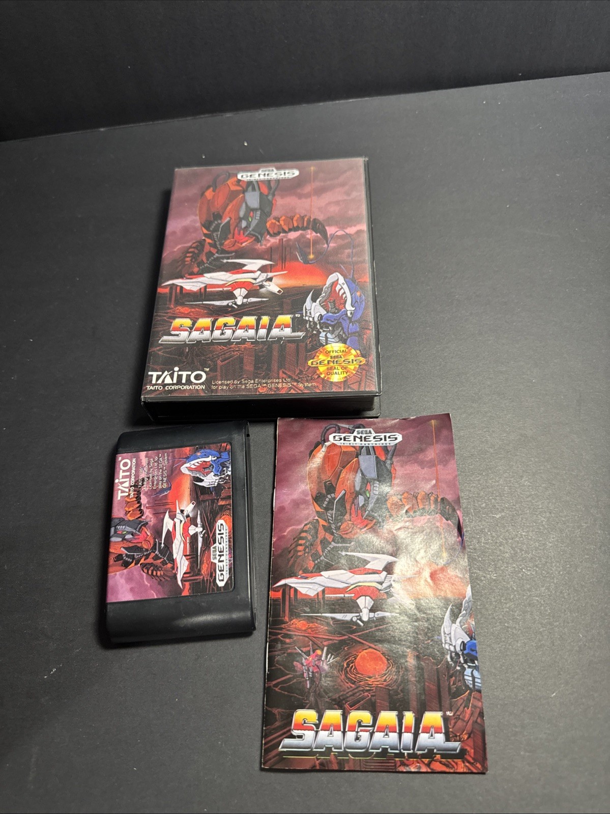Sagaia (Sega Genesis, 1991) CIB Complete w/ Manual Tested/Working Shmup Rare HTF
