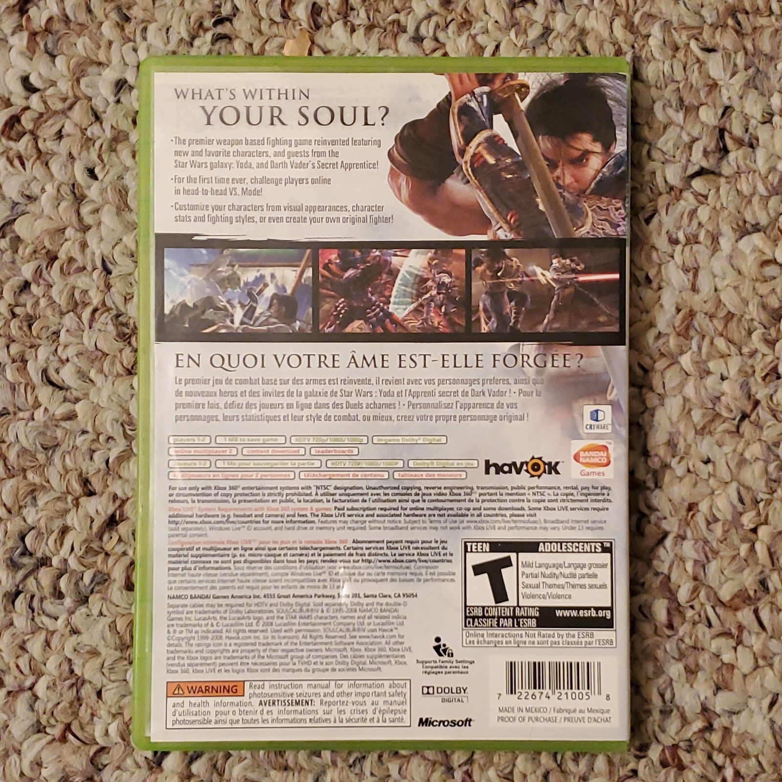 Soul Calibur IV (Xbox 360, Bandai Namco Games, Manual, Fighting, 2008)