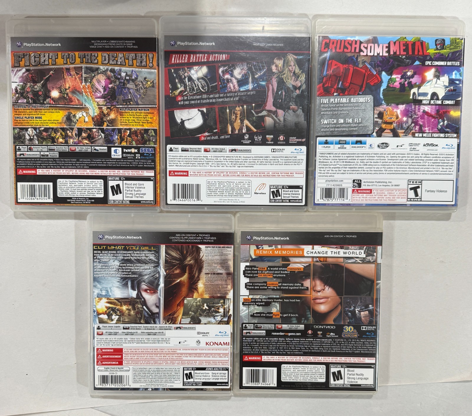 PlayStation 3 Games Lot – Killer is Dead, Transformers Devastation, Remember Me