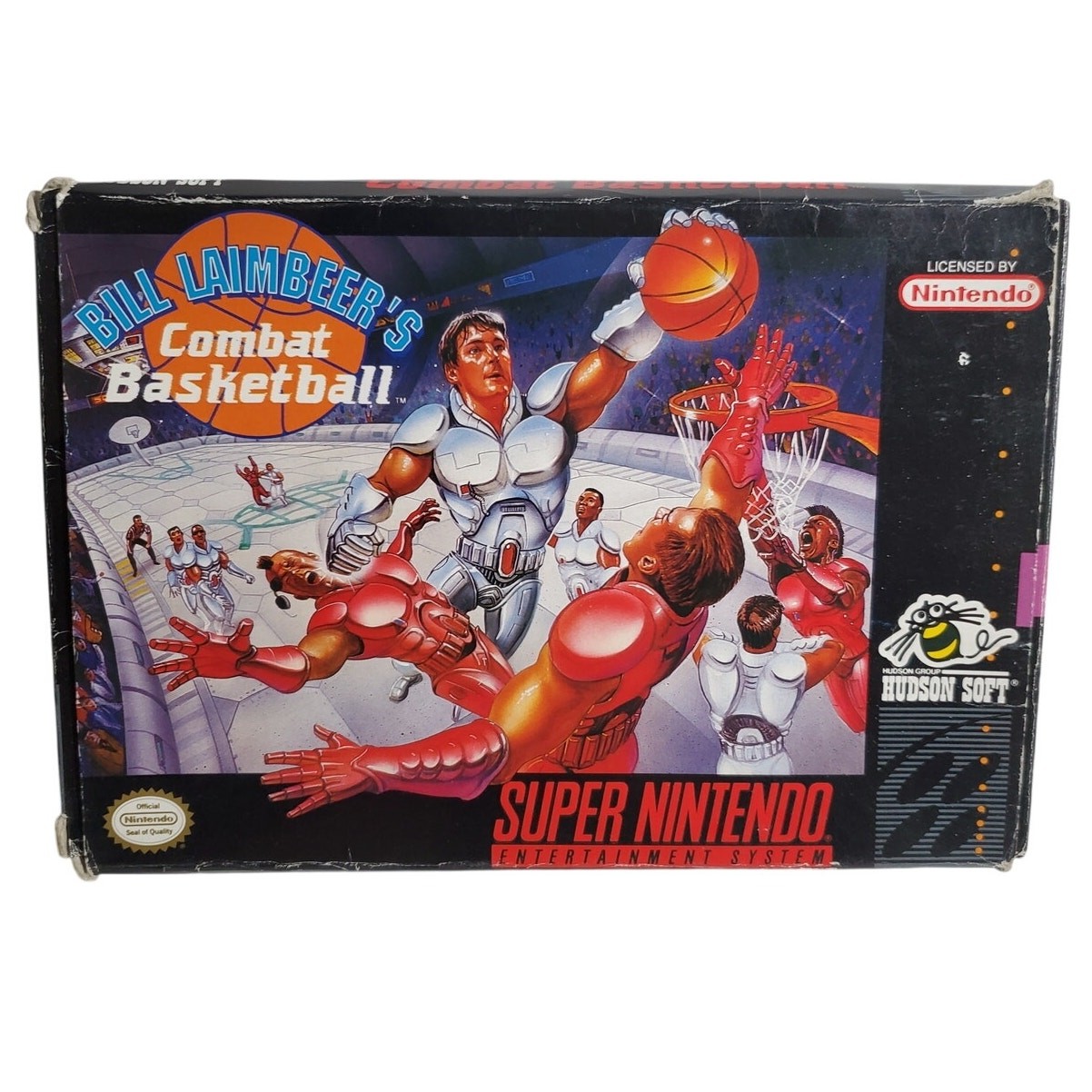 SNES – Bill Lambeer Combat Basketball – Includes Box and Manual