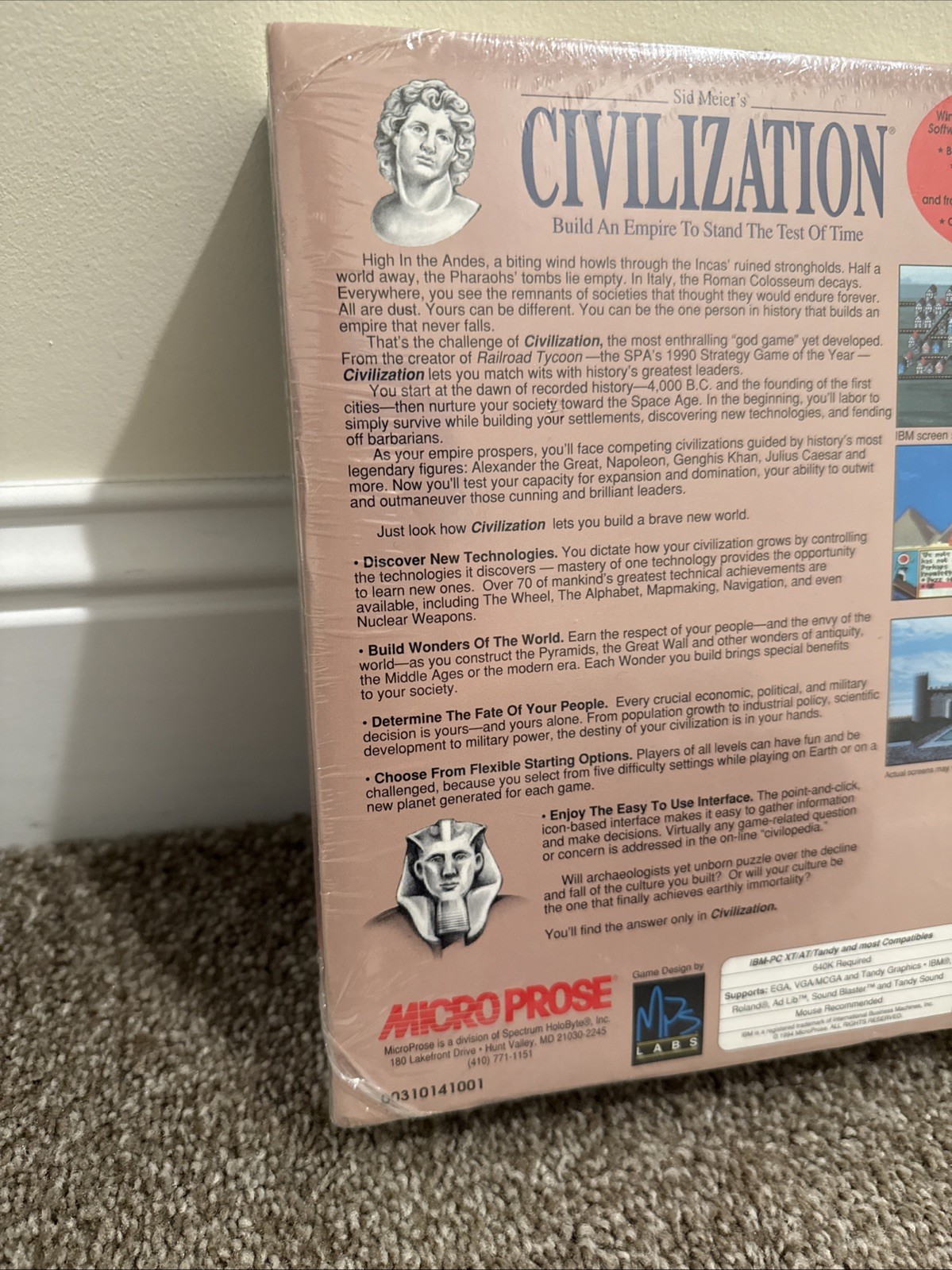 Sid Meier’s Civilization I PC IBM Big Box 3.5″ Disks MicroProse NEW SEALED