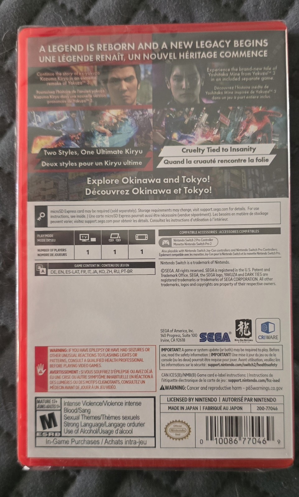 Yakuza Kiwami 3 & Dark Ties (Game-Key Card) – Nintendo Switch 2