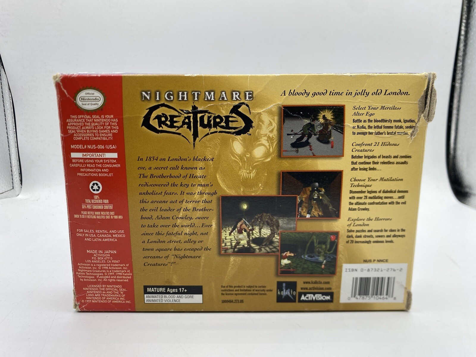 Nightmare Creatures (Nintendo 64, 1998) With Box Tested & Works