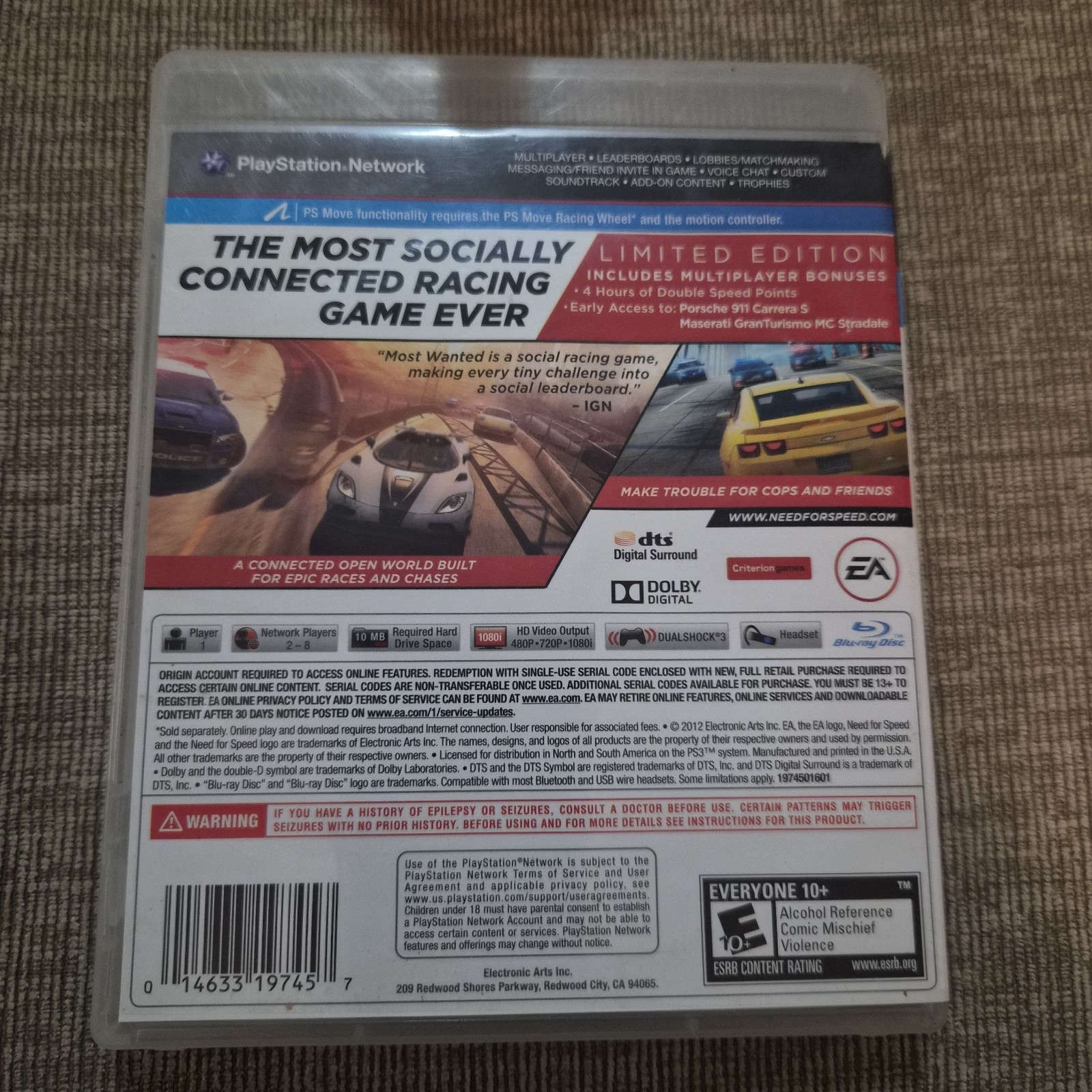 Need for Speed: Most Wanted — Limited Edition (Sony PlayStation 3, 2012) CIB