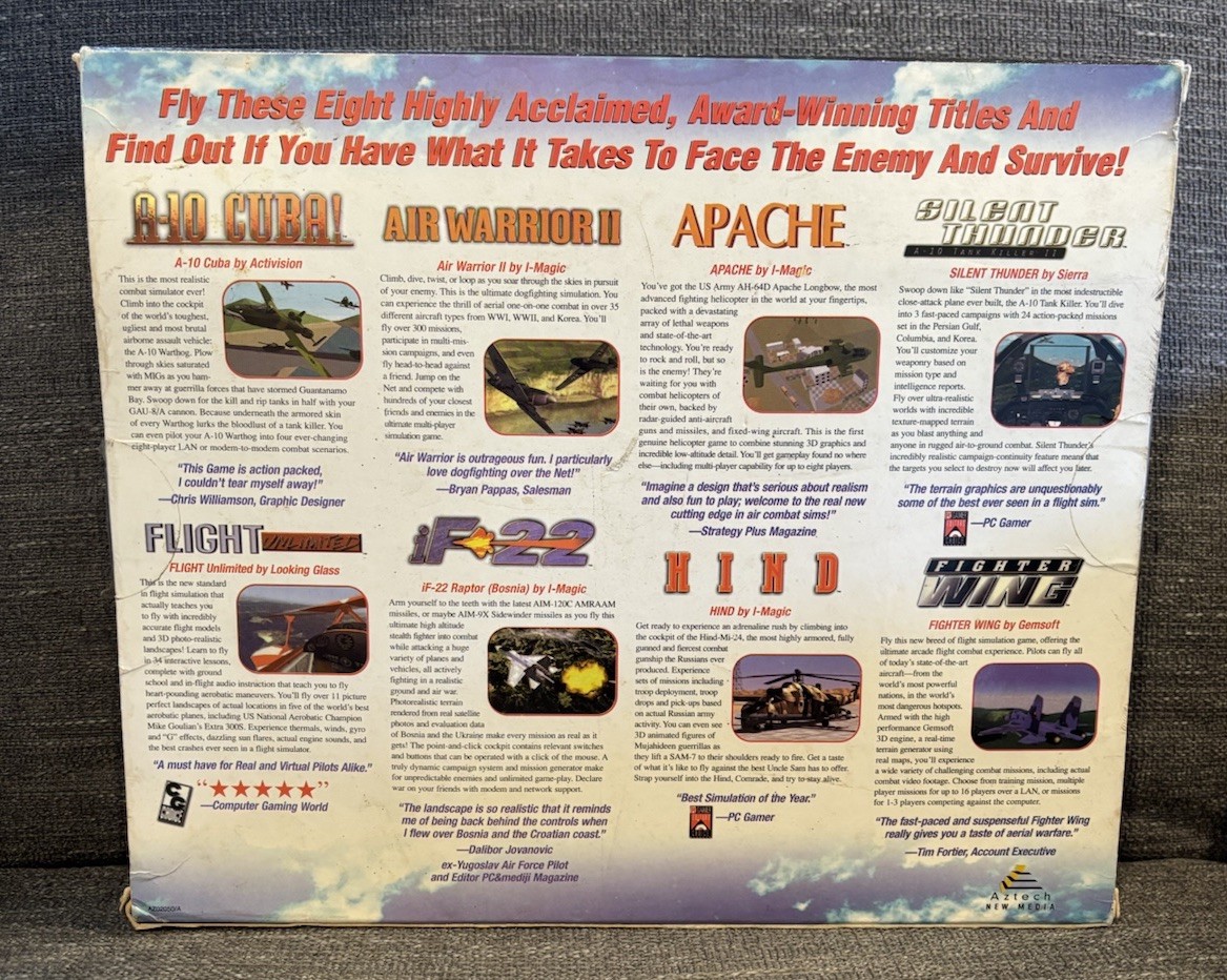 Air Combat PC Game Bundle 8 Flight Sims CD ROM Windows 95/98 Sealed NOS READ