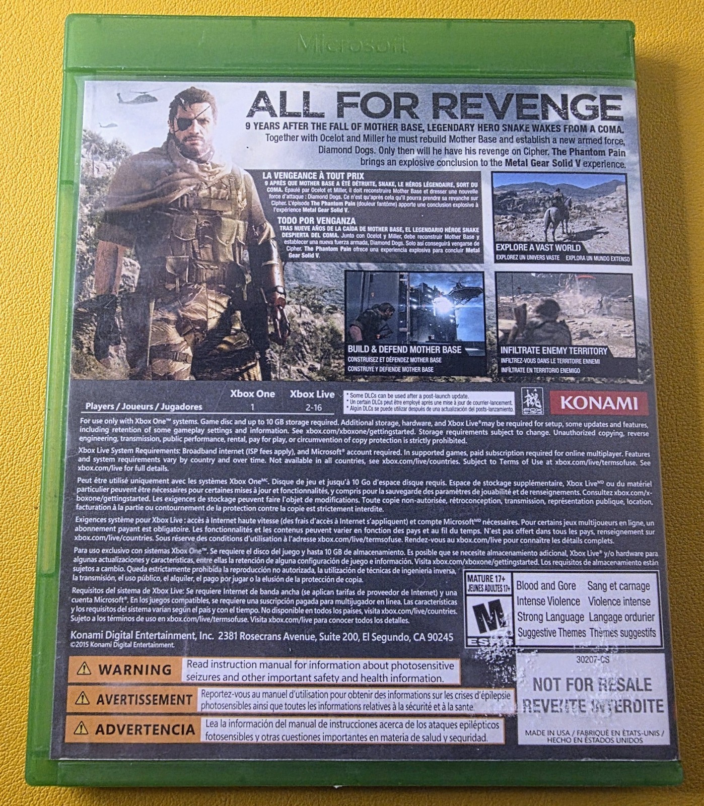Metal Gear Solid V: The Phantom Pain (2015) Microsoft Xbox One CIB Tested Works