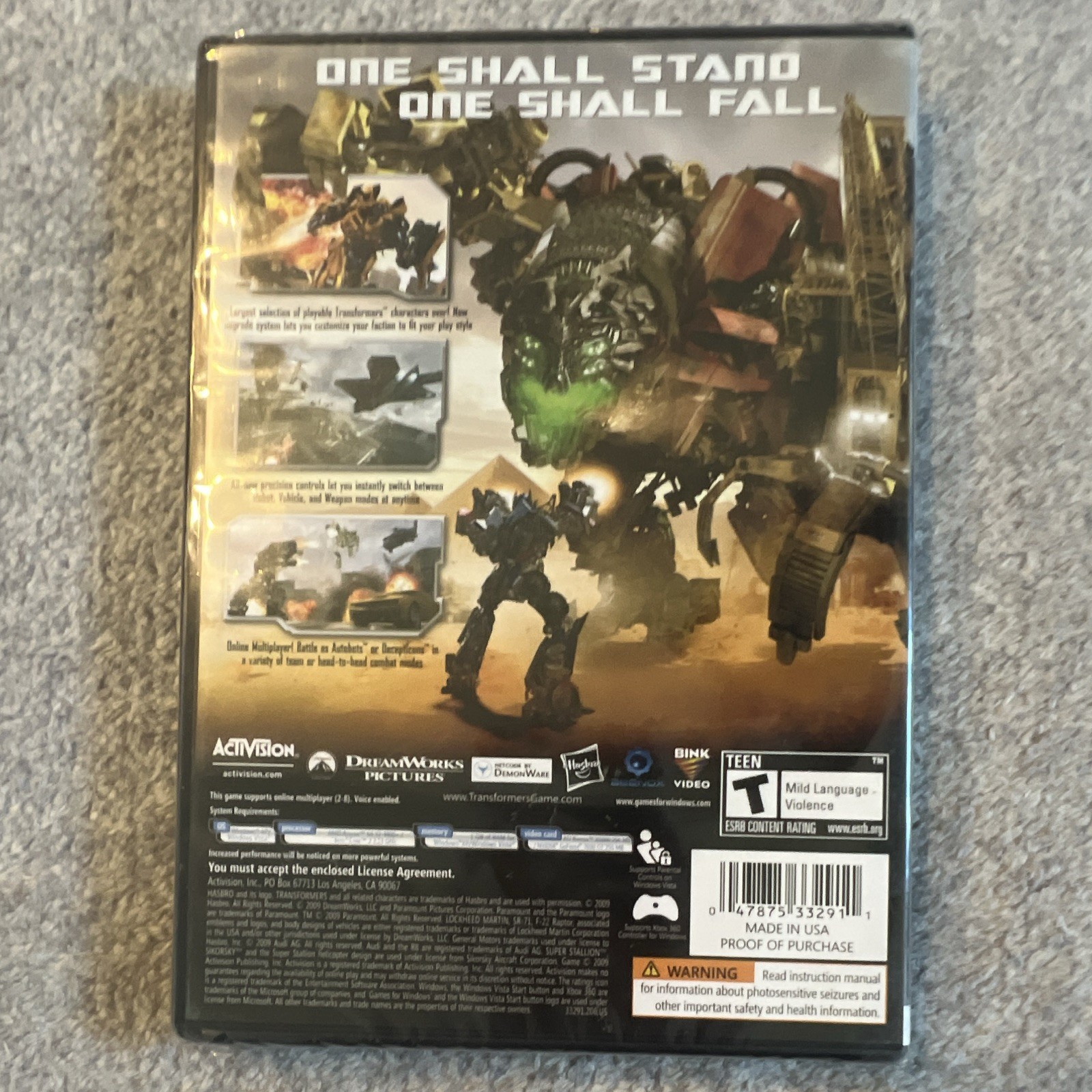 Activision Transformers: Revenge of the Fallen PC DVD-ROM T Teen 2009 NTSC-U/C