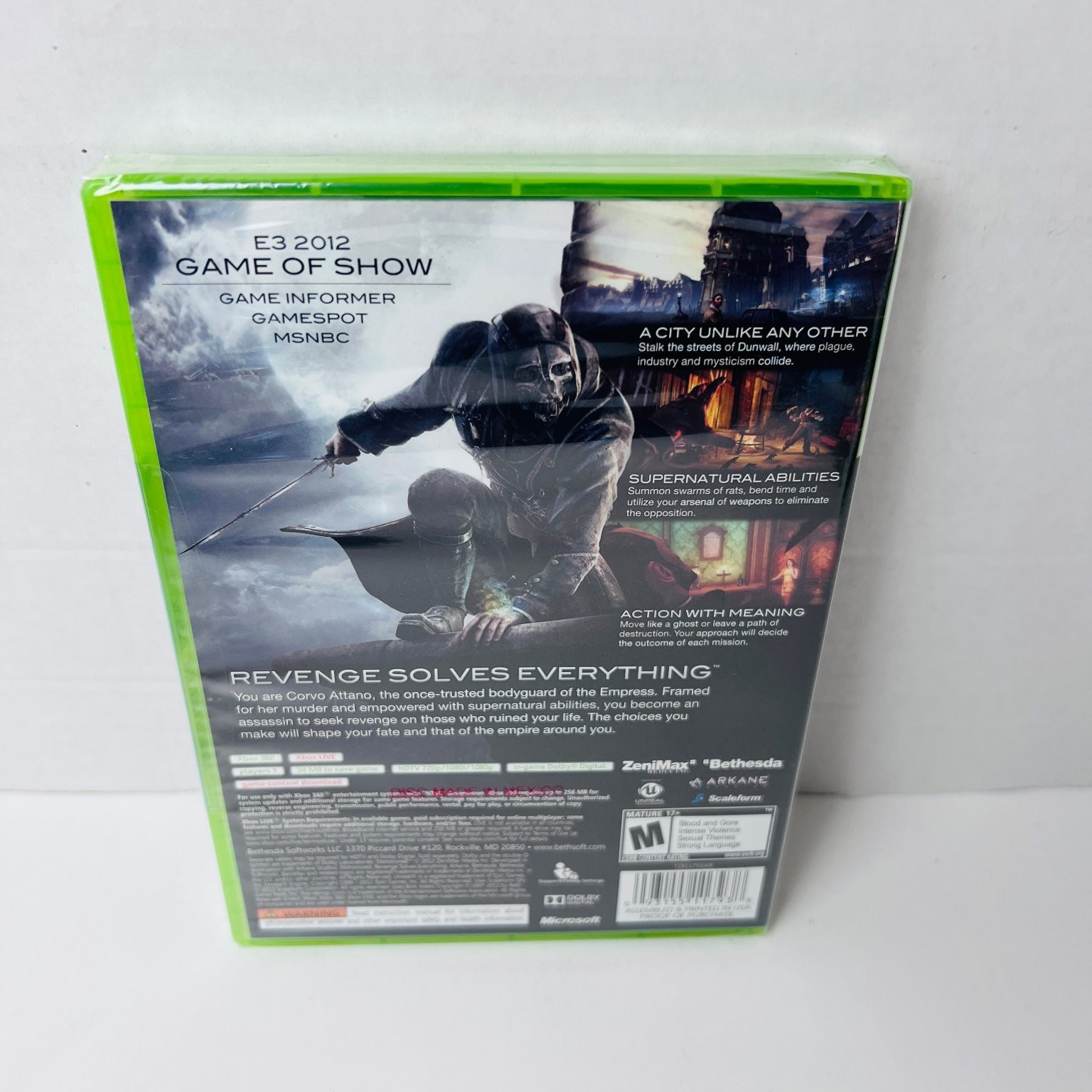 Dishonored Xbox 360 Video Game Stealth Action Adventure New Sealed
