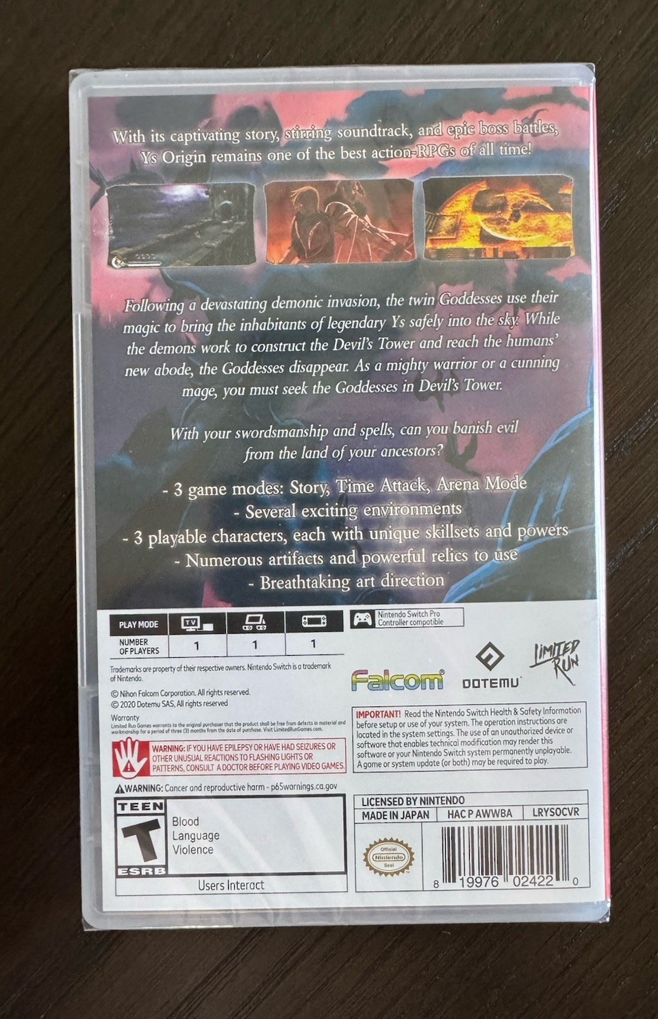 Ys Origin (Nintendo Switch) Physical Limited Run Games Physical Variant
